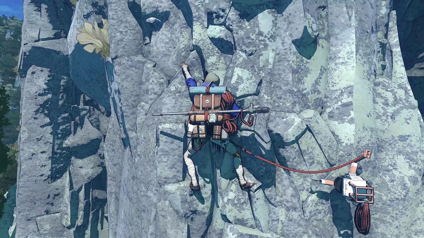 A climber ascending a cliff in Cairn