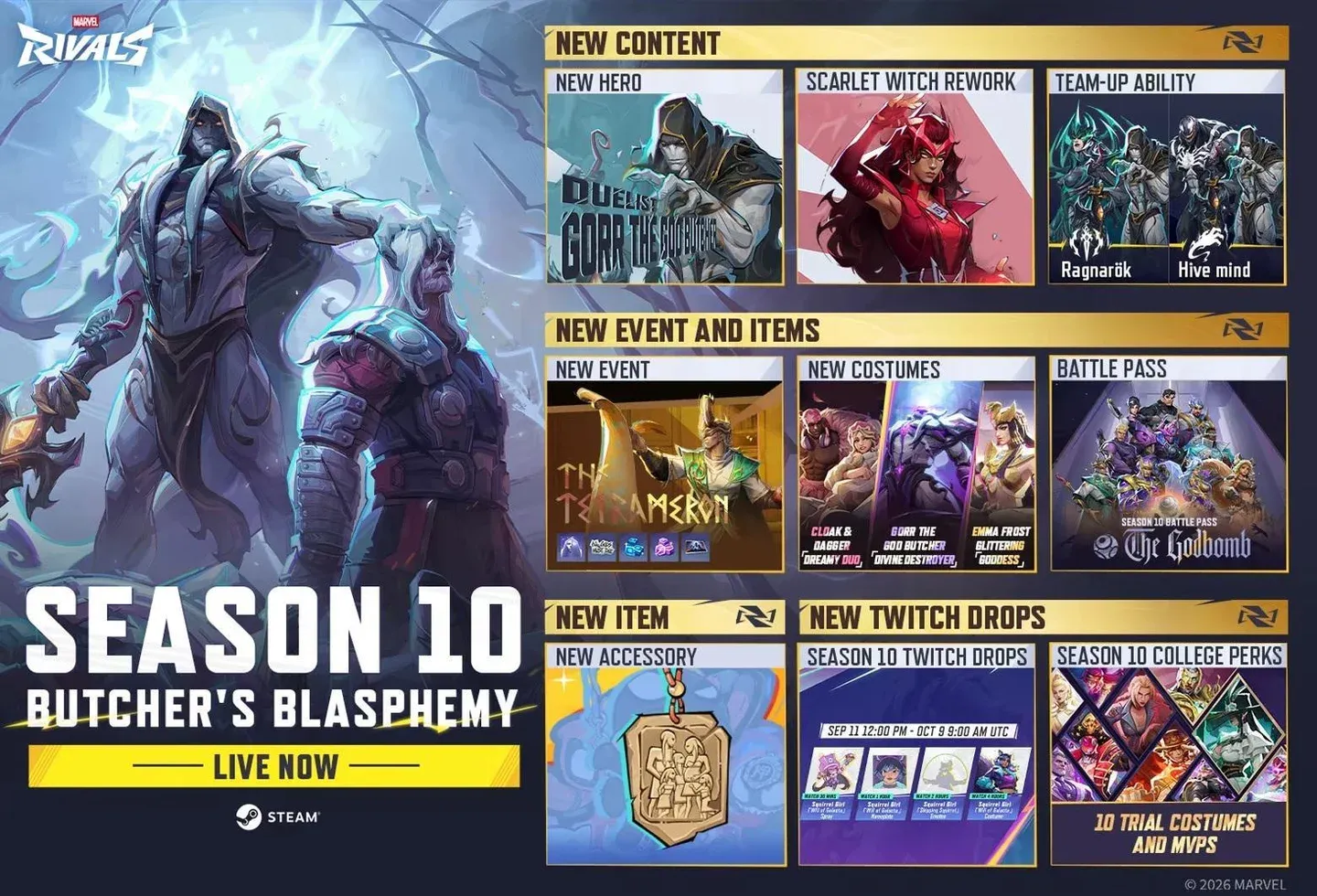 Marvel Rivals Season 10 promotional artwork from the current Steam listing