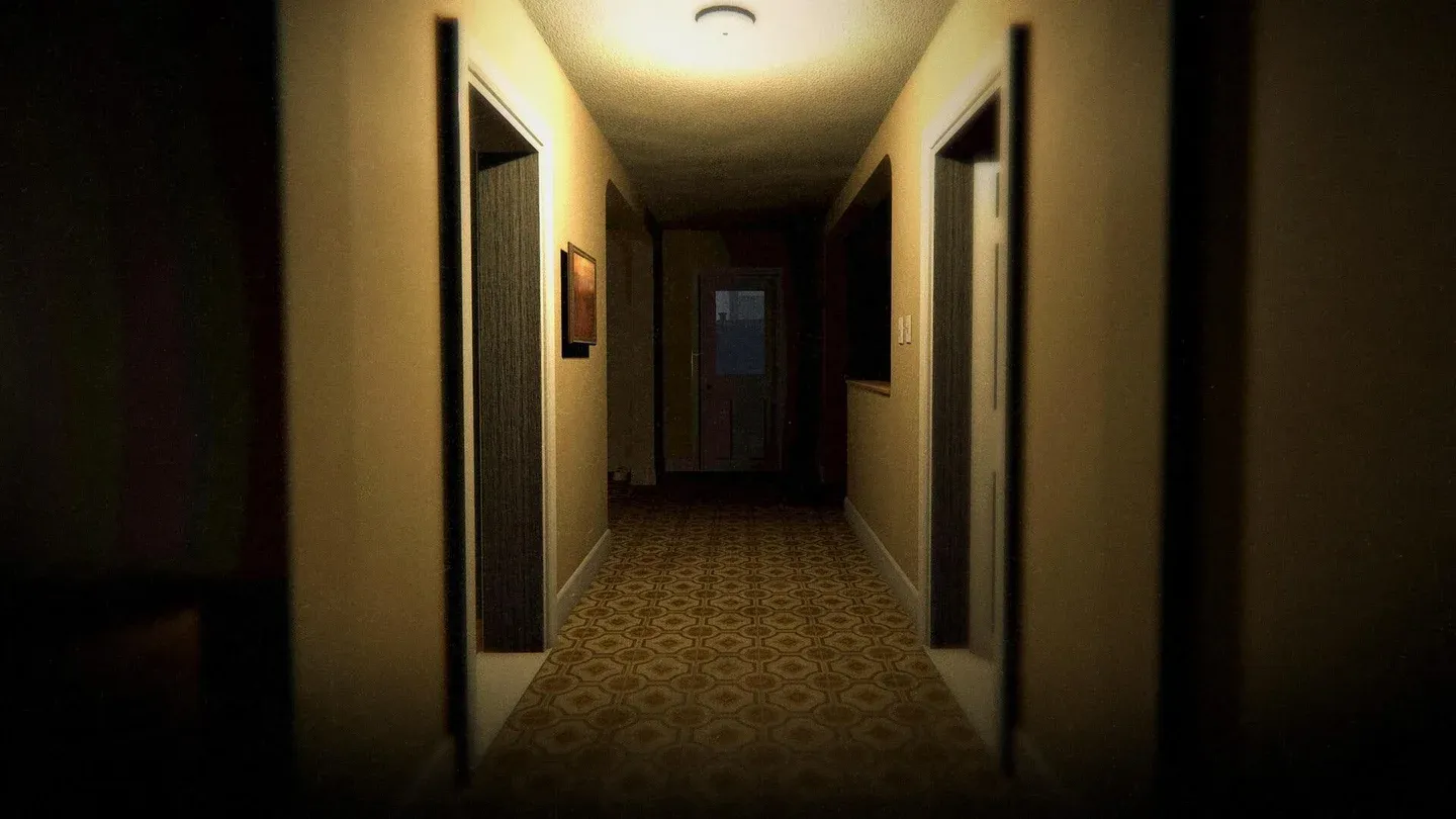 A dark corridor in Phasmophobia