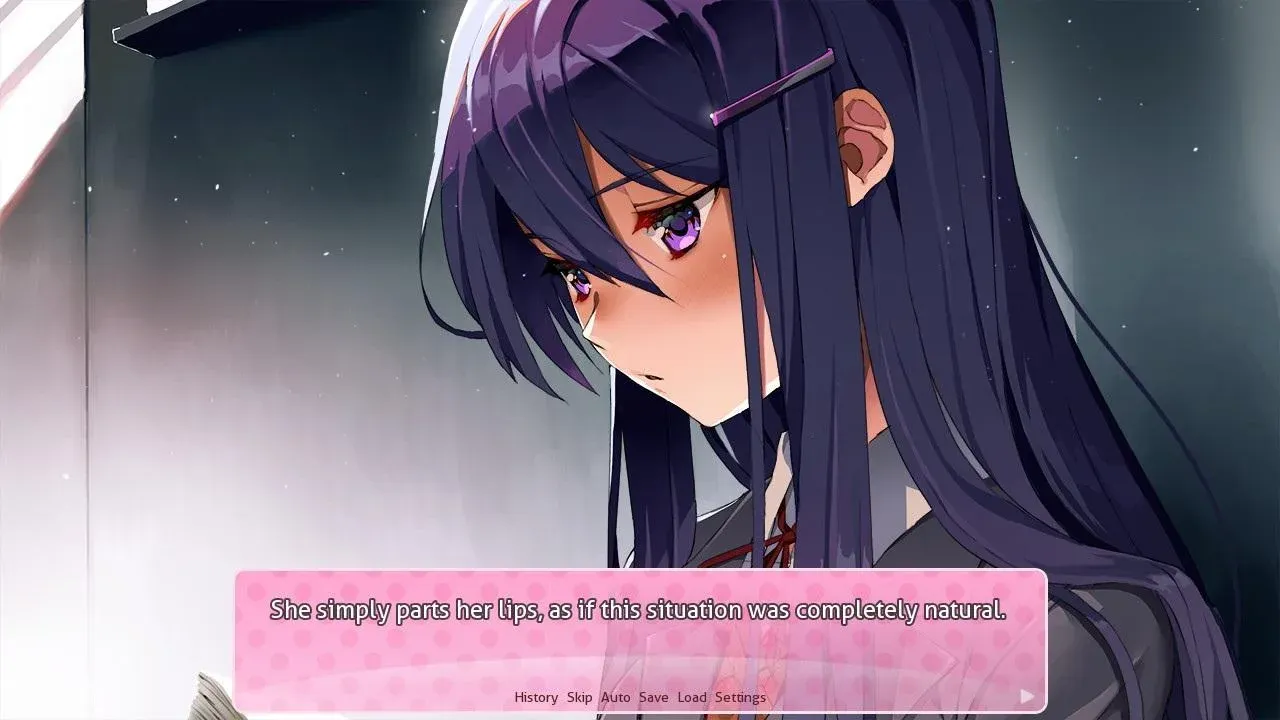 Visual novel dialogue in Doki Doki Literature Club