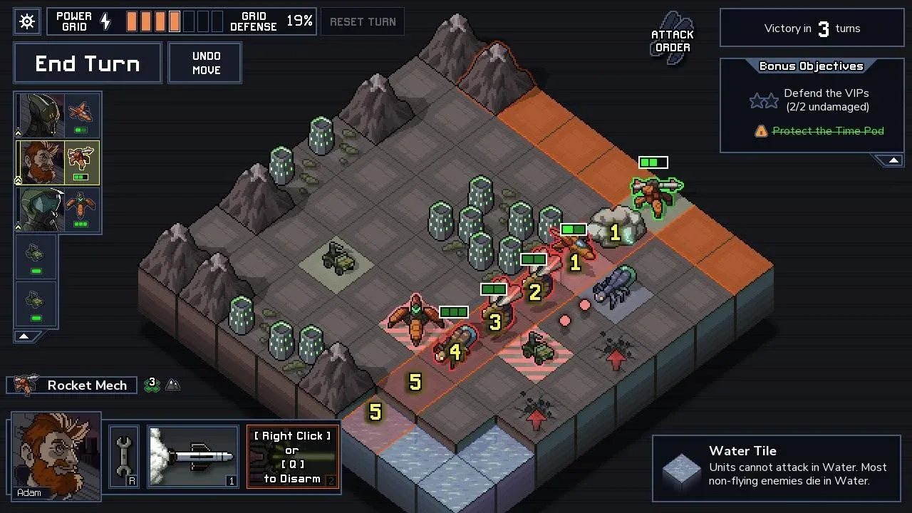 Mechs and tactical decisions in Into the Breach