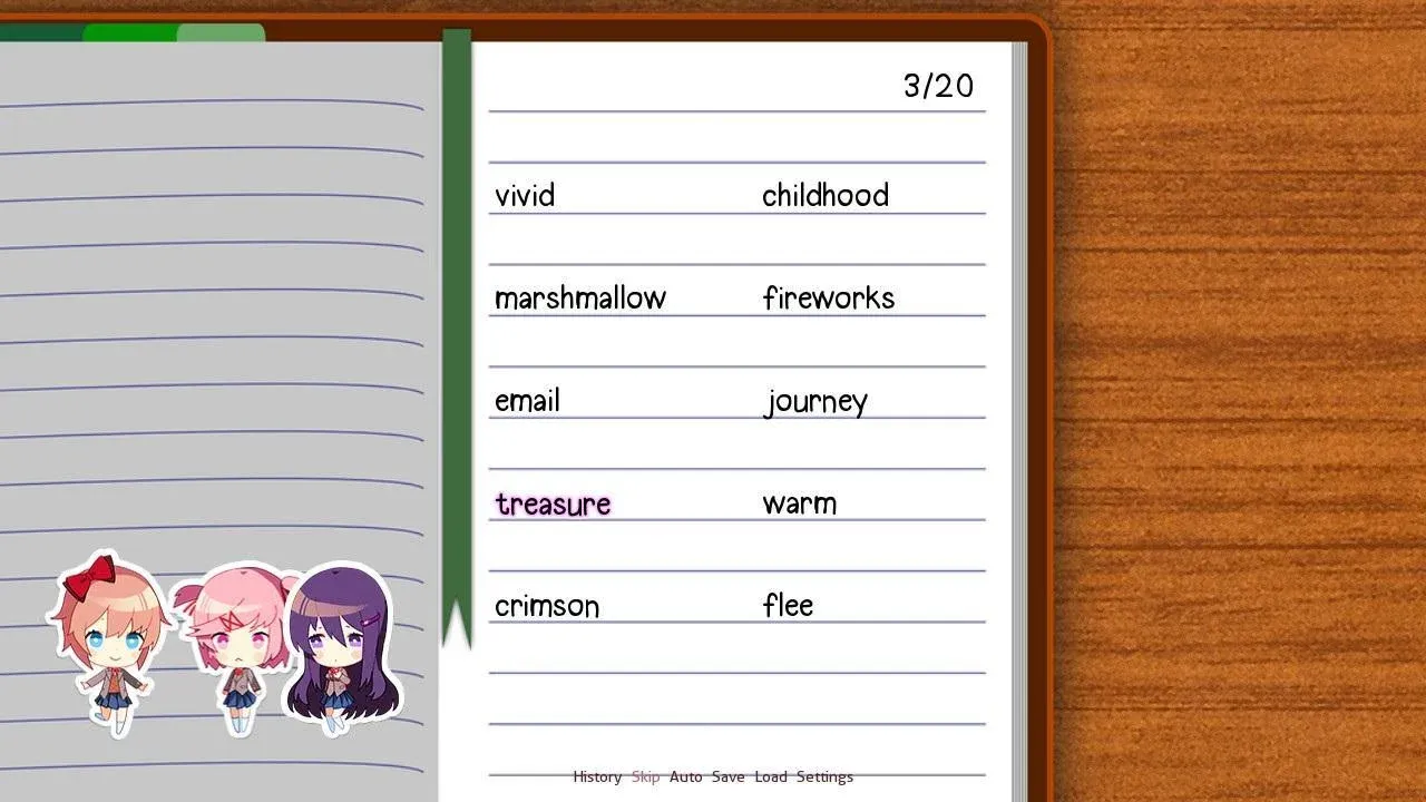Visual novel dialogue in Doki Doki Literature Club