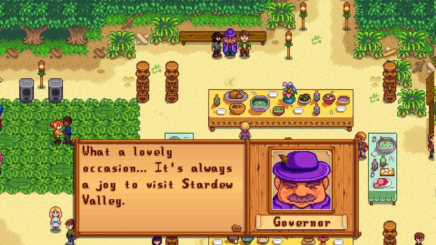Pixel art farm and village gameplay in Stardew Valley