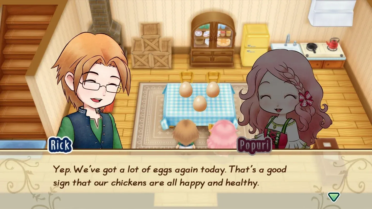 Characters talking in Story of Seasons Friends of Mineral Town