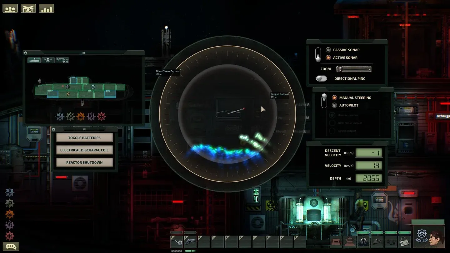 A submarine interface and underwater environment in Barotrauma