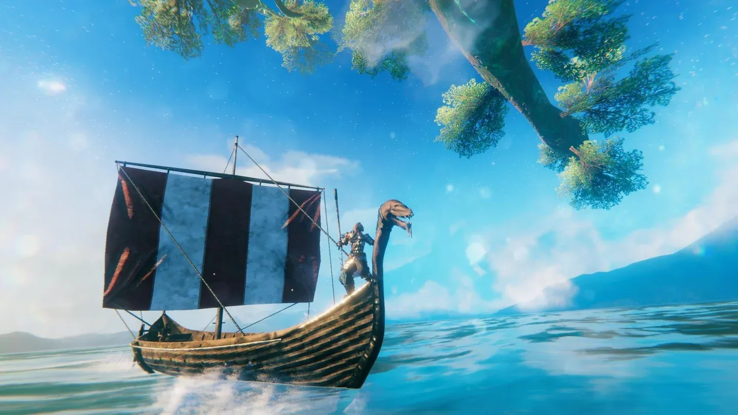 A Viking exploring the world in Valheim