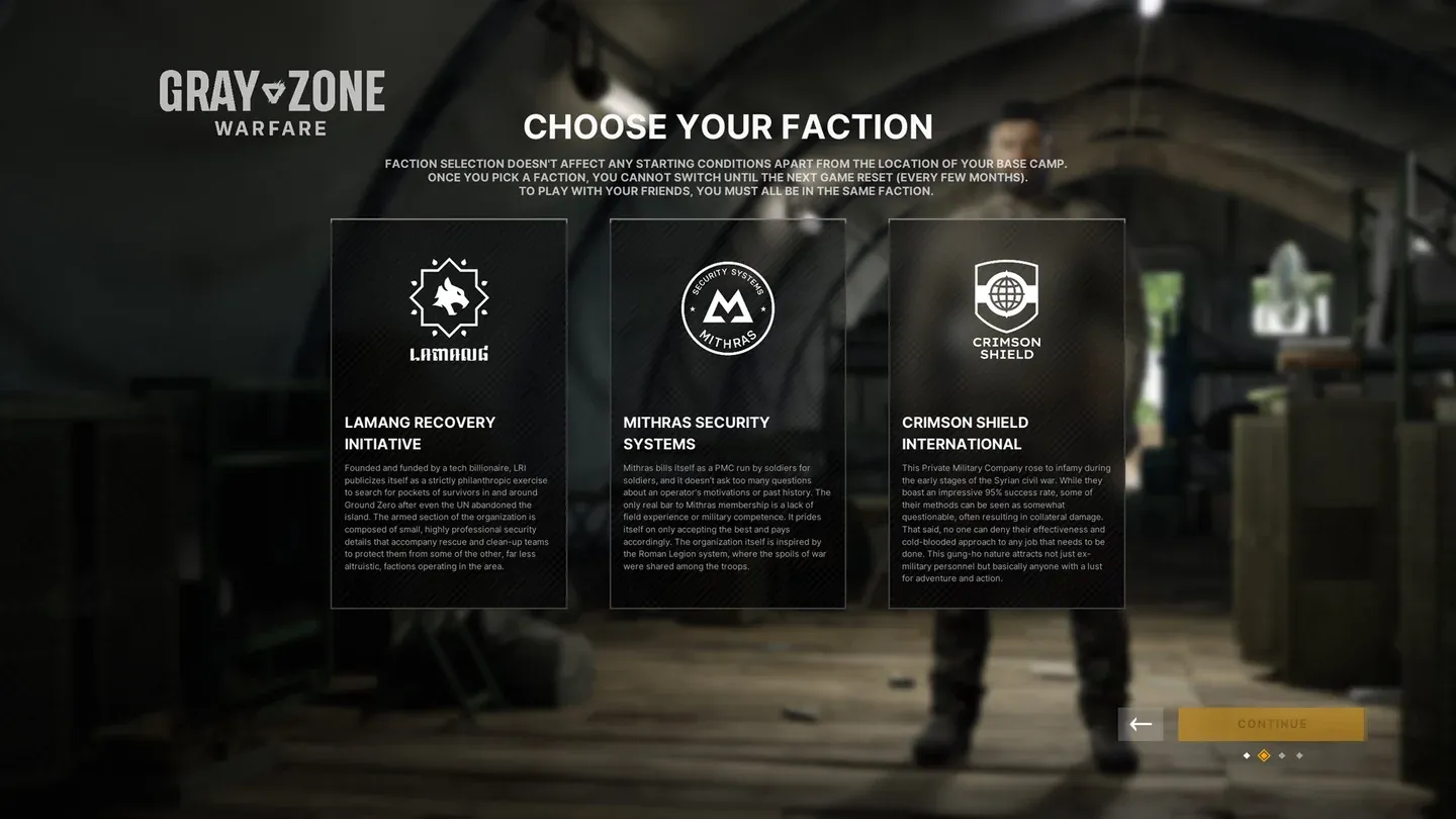 Choose your PMC at game start