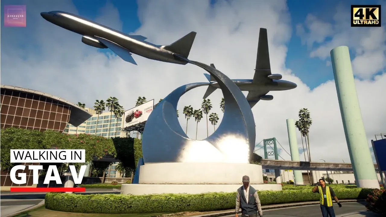 Walking in GTA V - Los Santos International Airport [ 4K Ultra - Natural  Vision Evolved ]