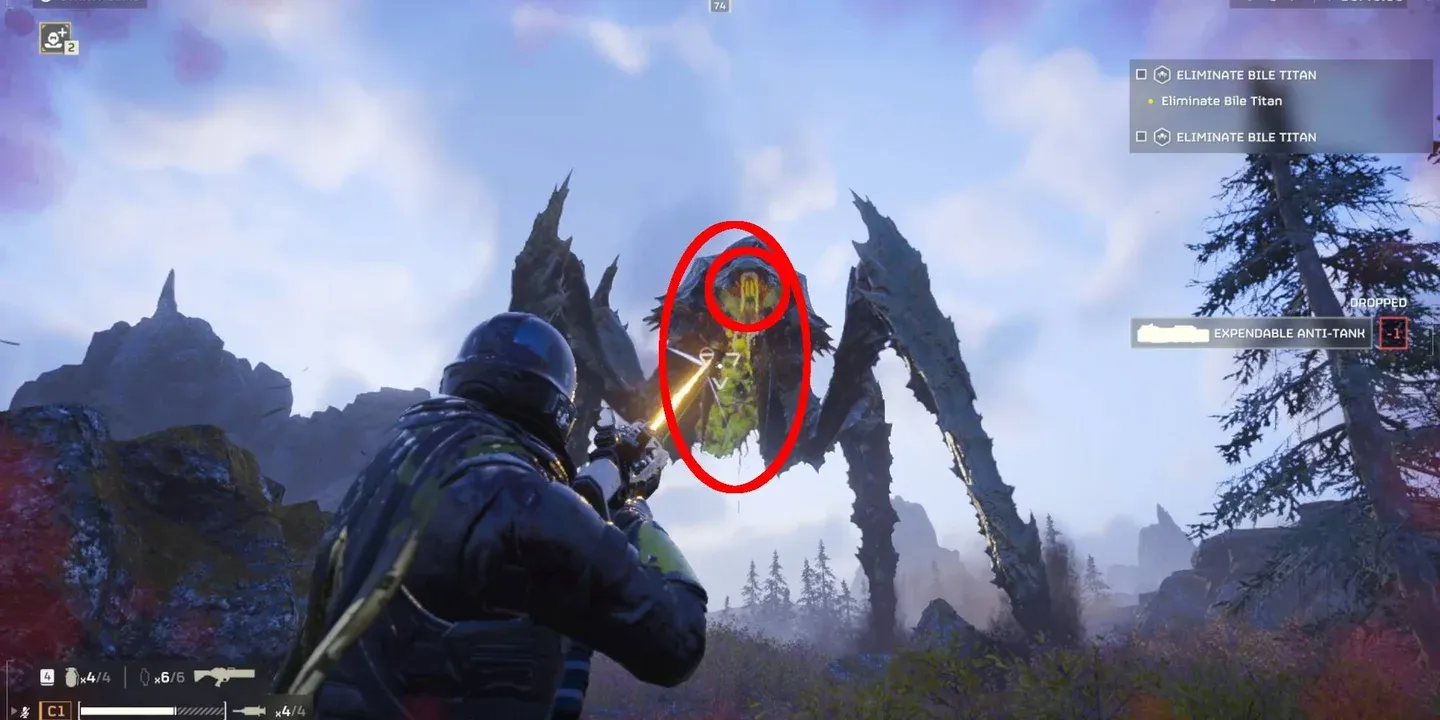 Bile Titan weak spot location