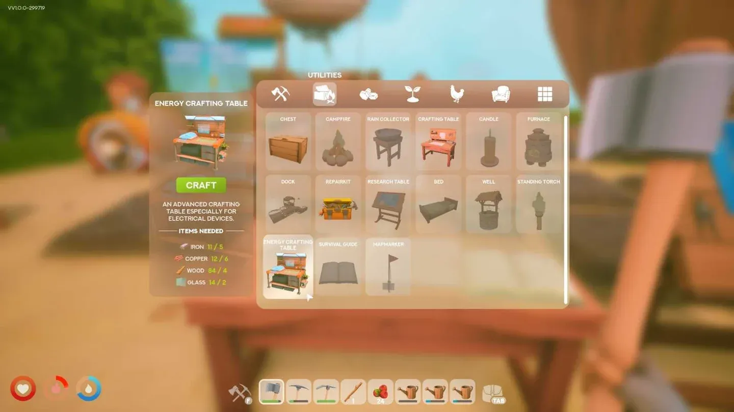 Energy Crafting Table recipes