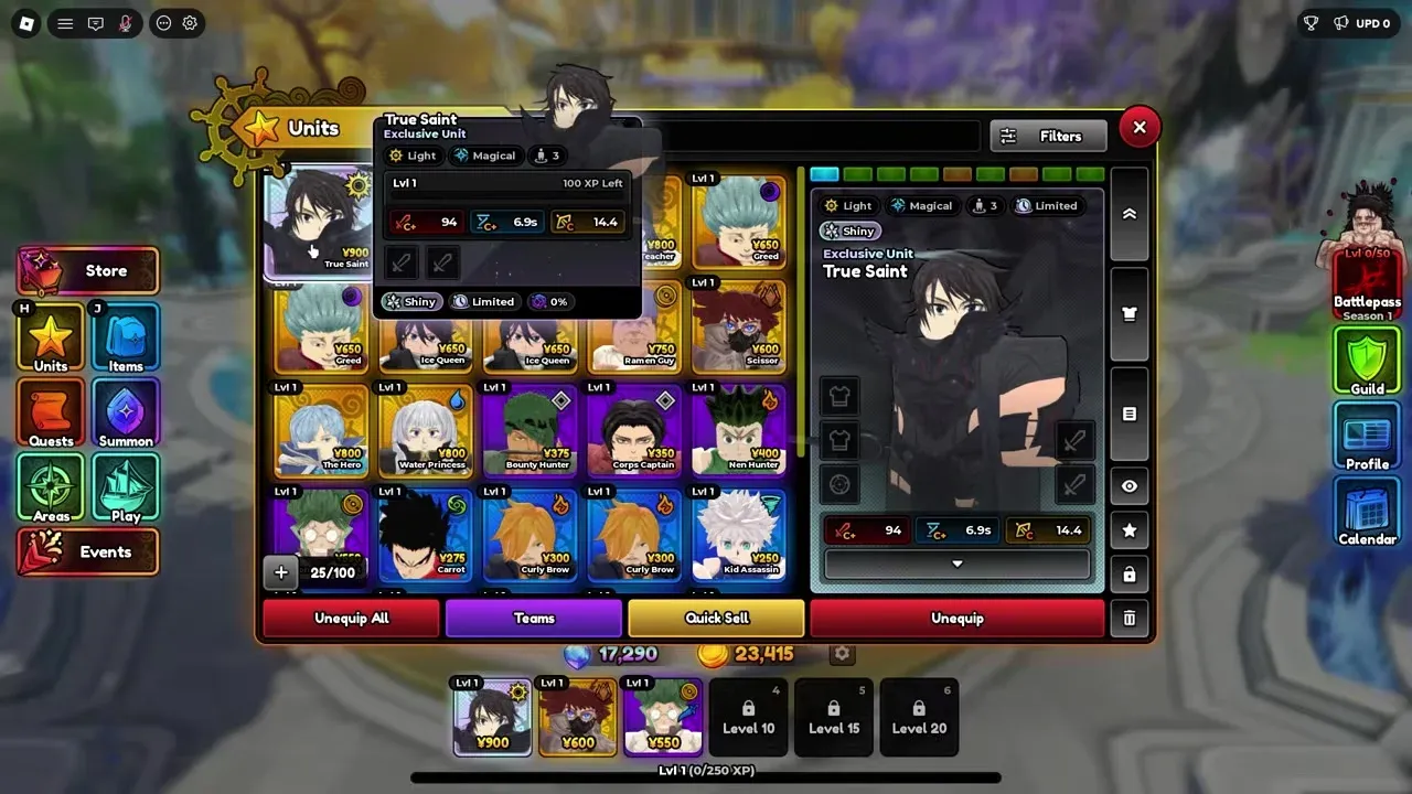 Equipment reroll in Gold Shop