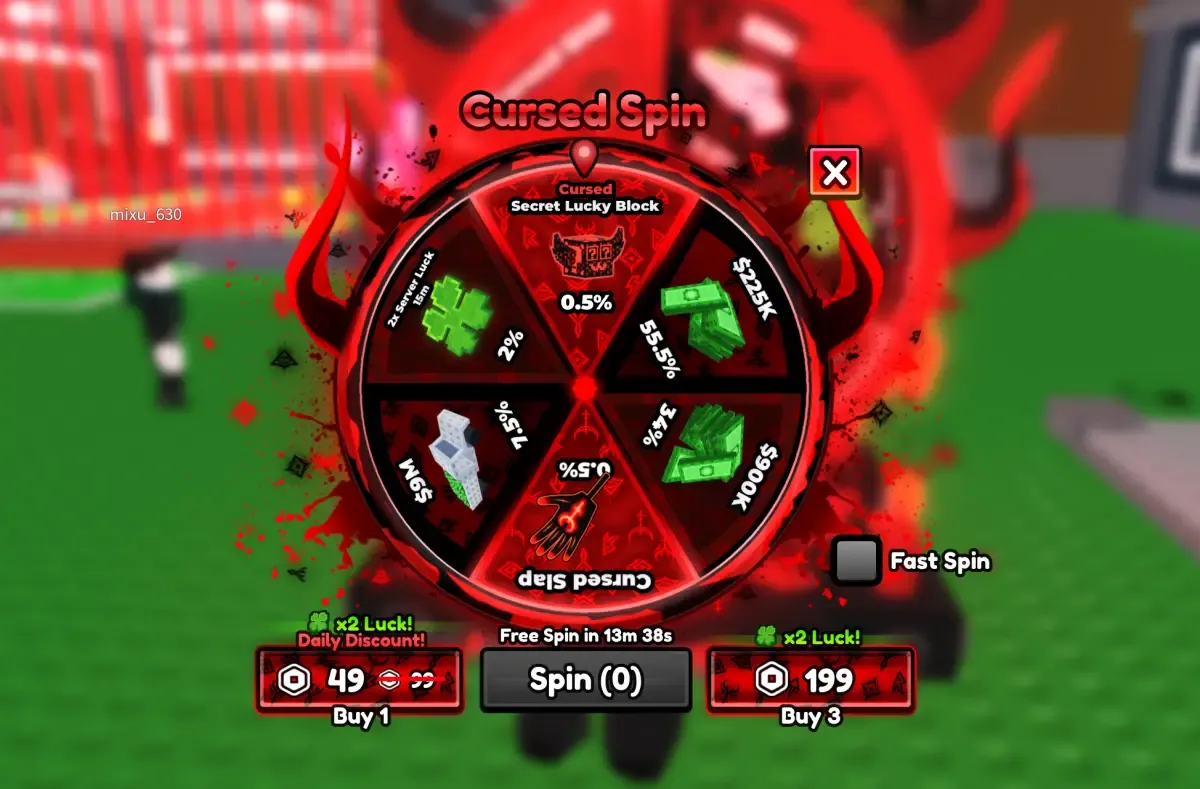 Cursed Spin Wheel interface
