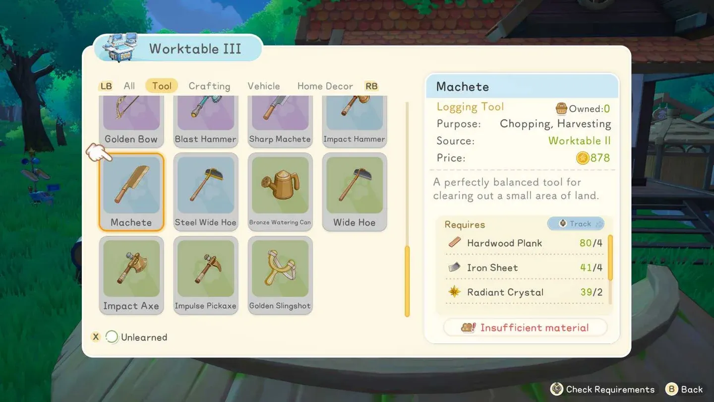 Machete crafting requirements
