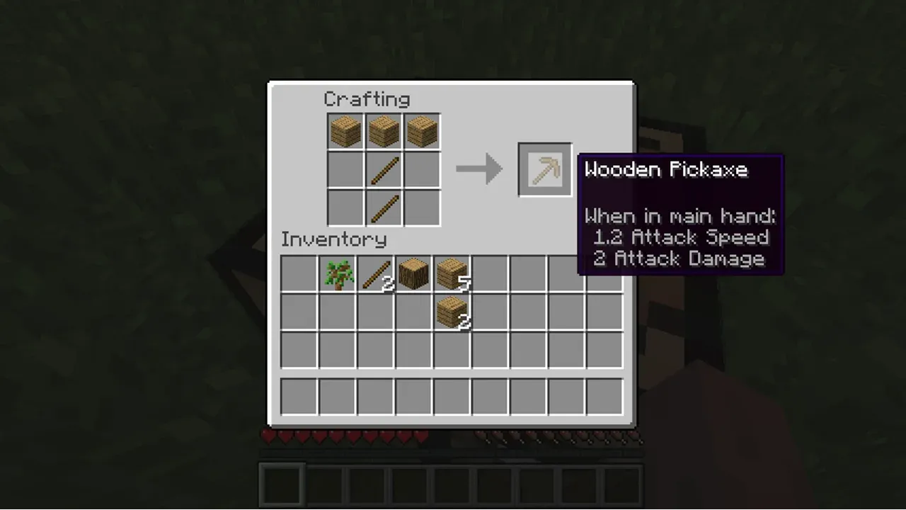 Crafting table recipe grid
