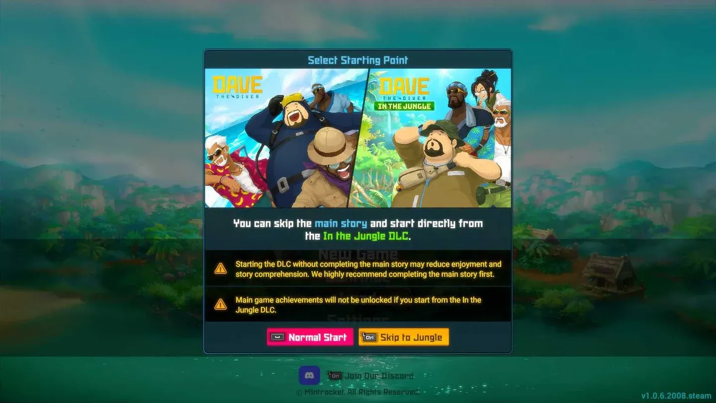 DLC launch prompt on title screen