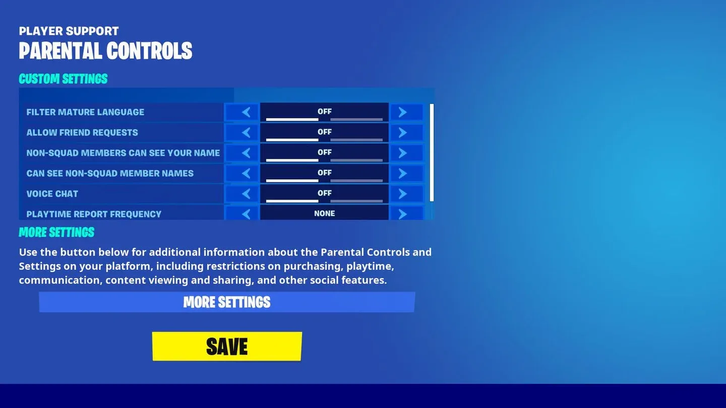 Fortnite chat privacy settings