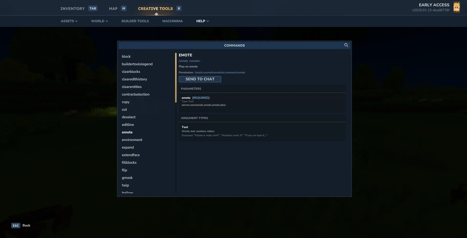 Console command entry screen