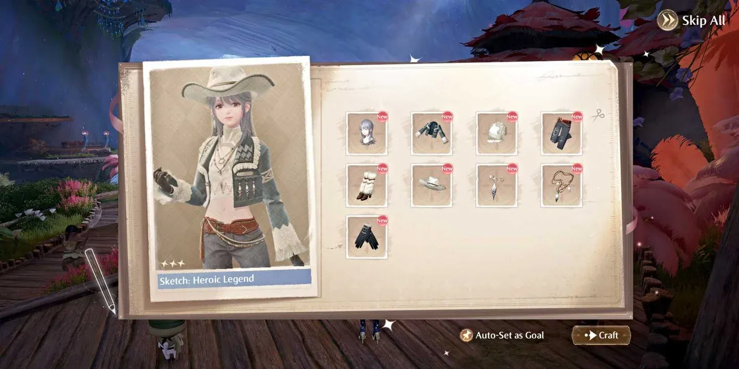 Full crafting materials screen