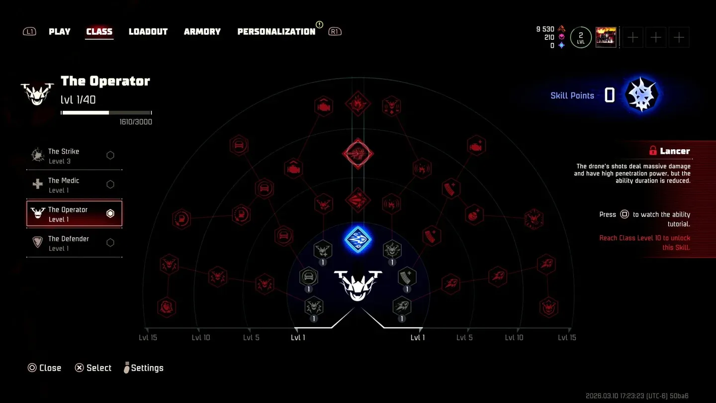 Operator skill tree overview