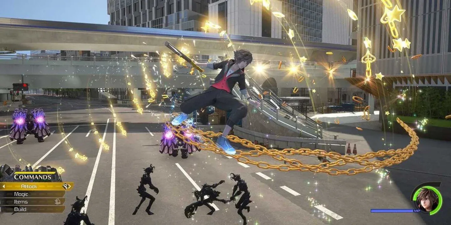 Sora battles Heartless in Quadratum