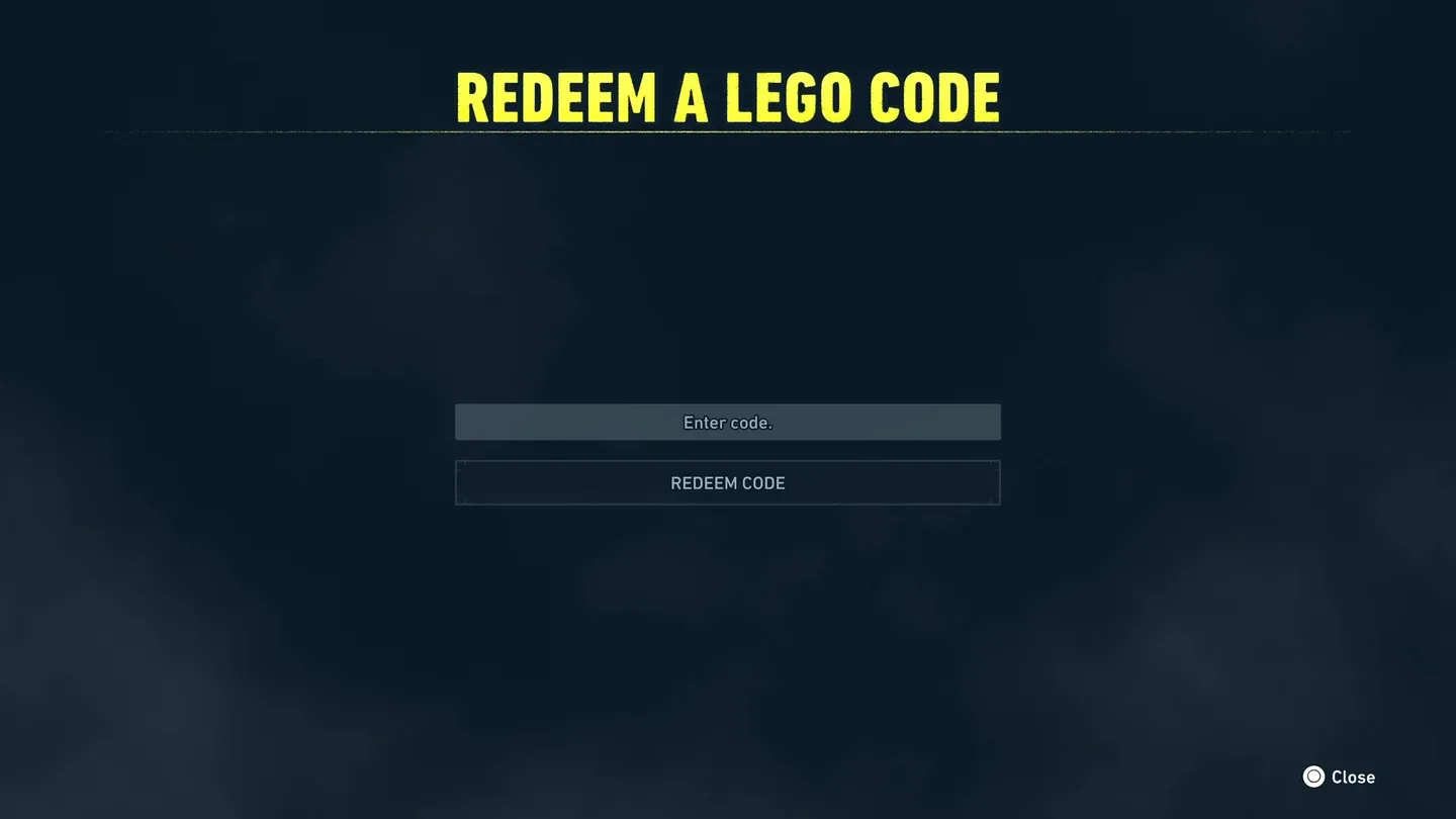 Code entry on main menu