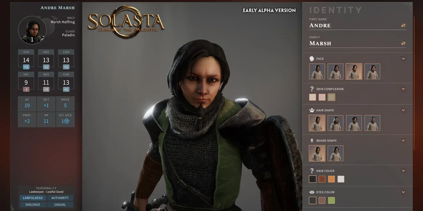 Configuración de armadura y arma del Paladín