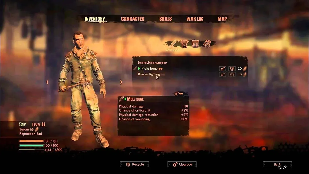 Skill tree with sand-throw upgrades