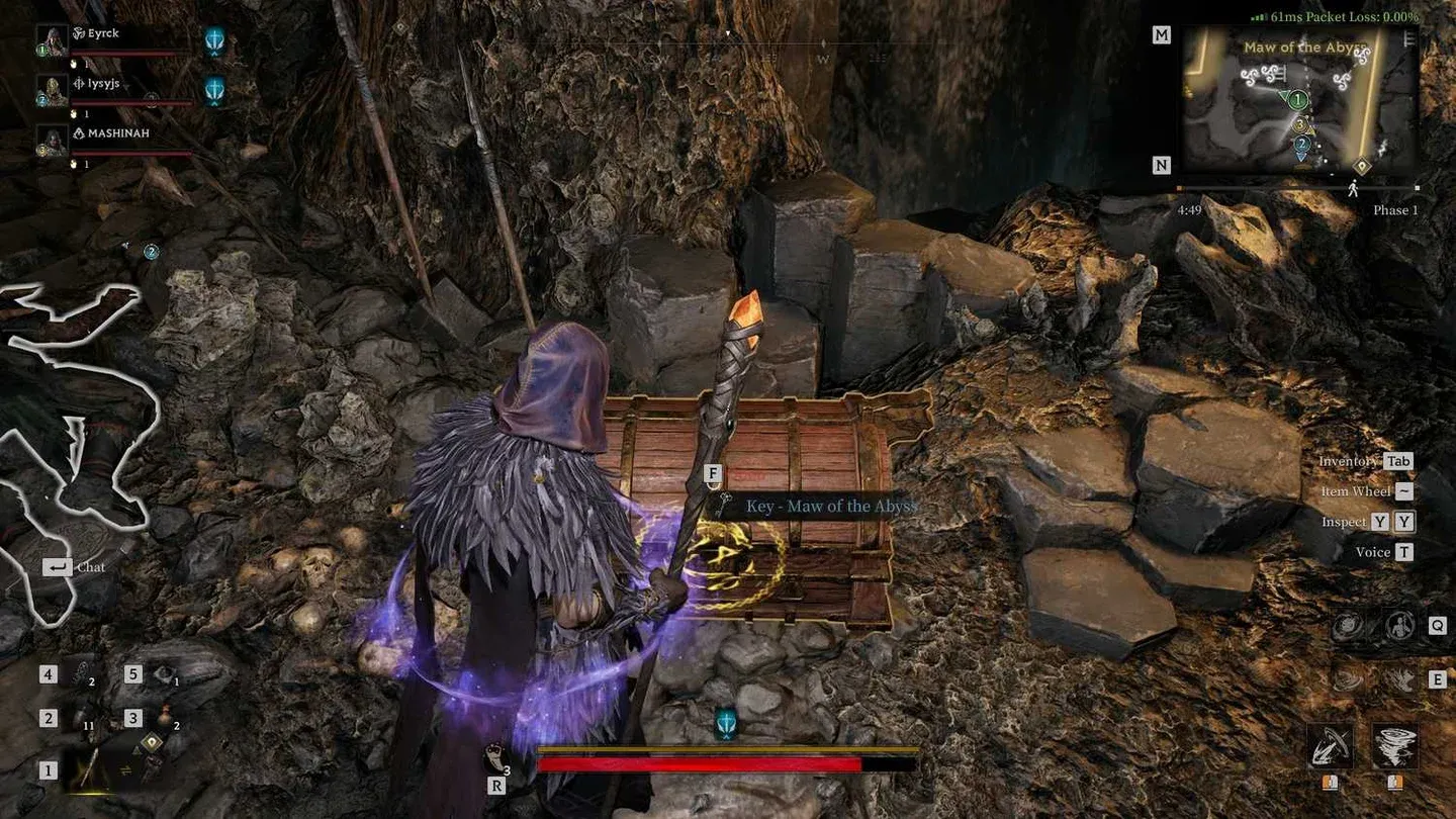 Chest hidden between rocks