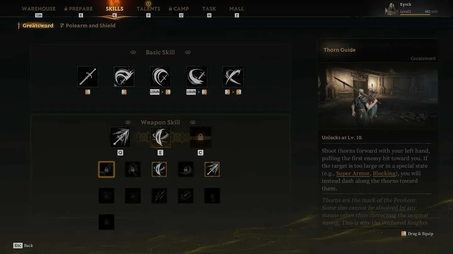 Greatsword skill selection
