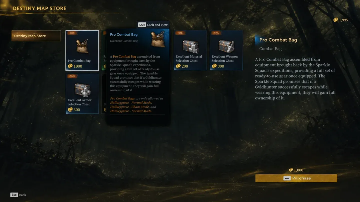 Echo of Fate buys Pro and Advanced bags