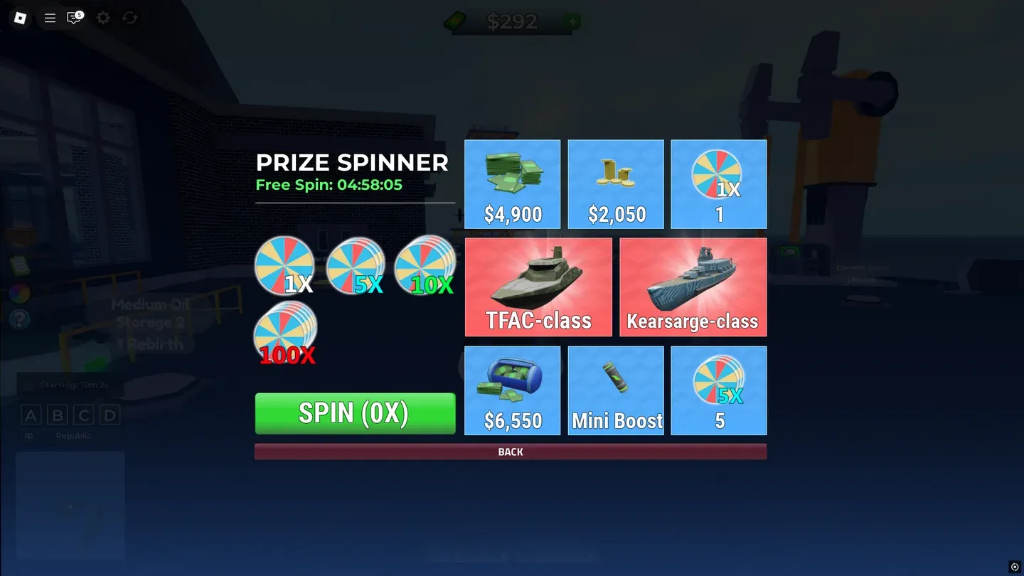 Lucky wheel reward screen