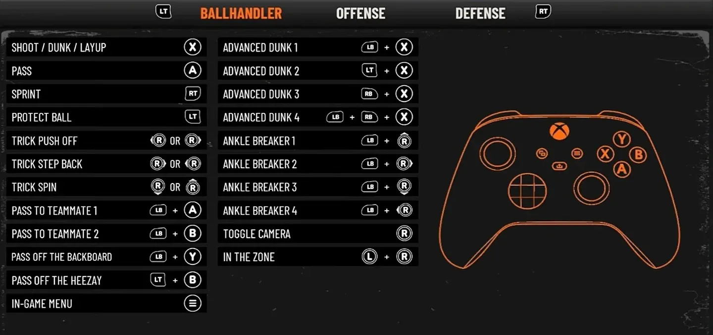 Xbox ballhandler controls