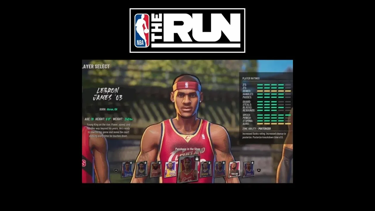 Player selection roster screen