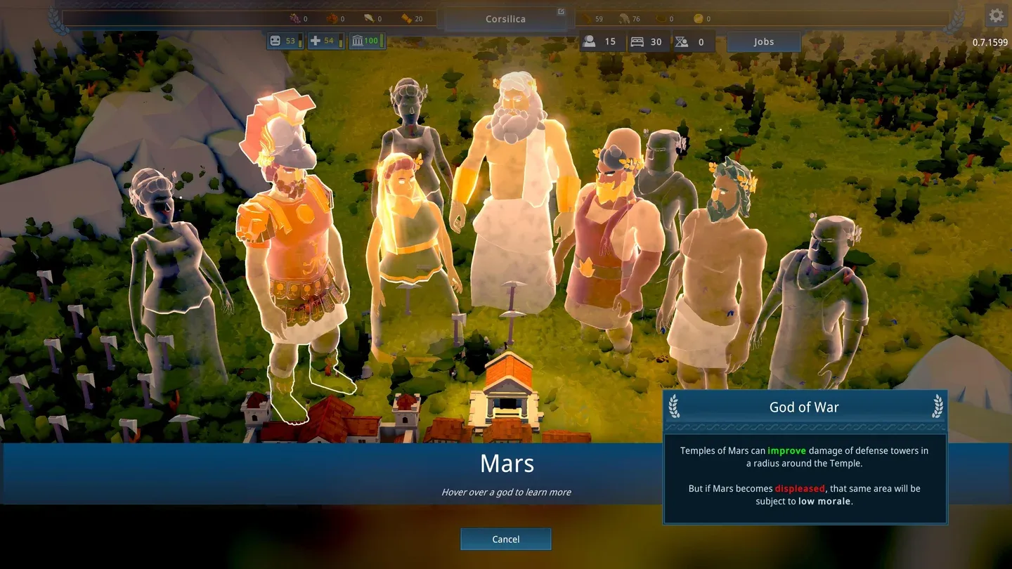Temple dedication selection screen