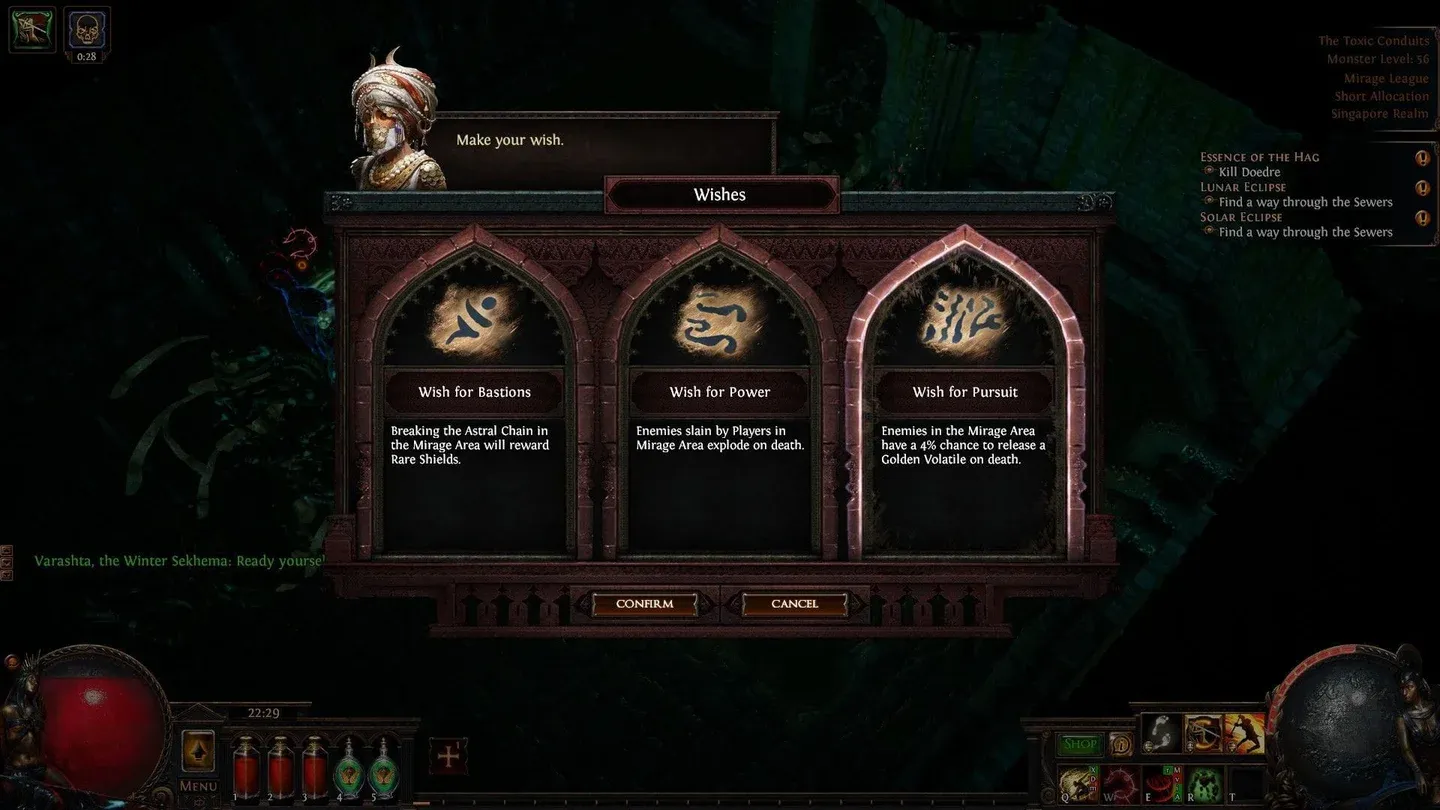Varashta's three Wish choices