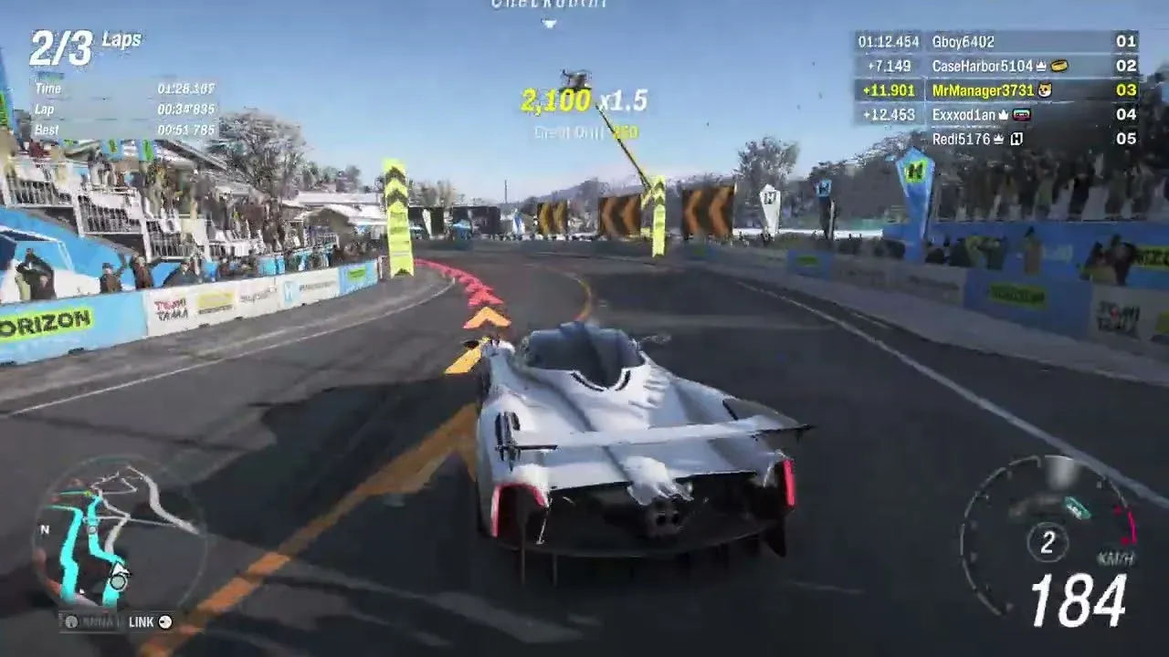 Mid-race collision replay view