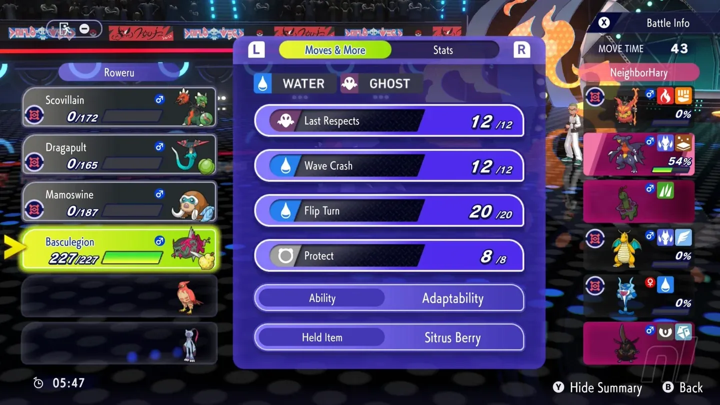 Speed stat overview screen