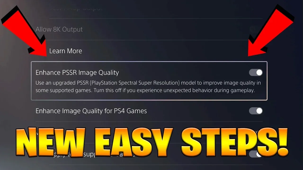 Option de bascule PSSR 2 sur PS5 Pro