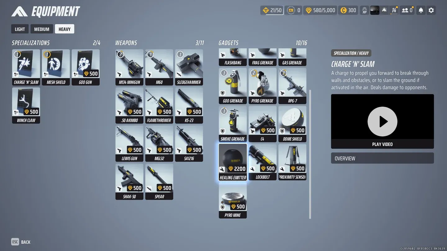 Heavy loadout weapon pairing