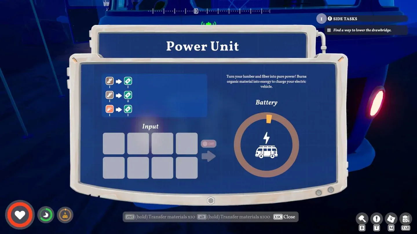 Power Unit fuel input slot