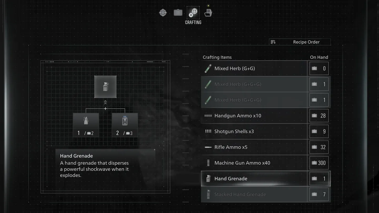 Leon crafting materials screen
