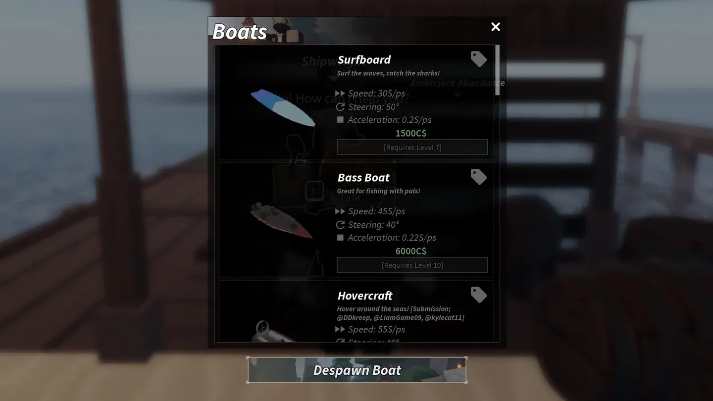 Cruiser Boat costs 250,000 Coins