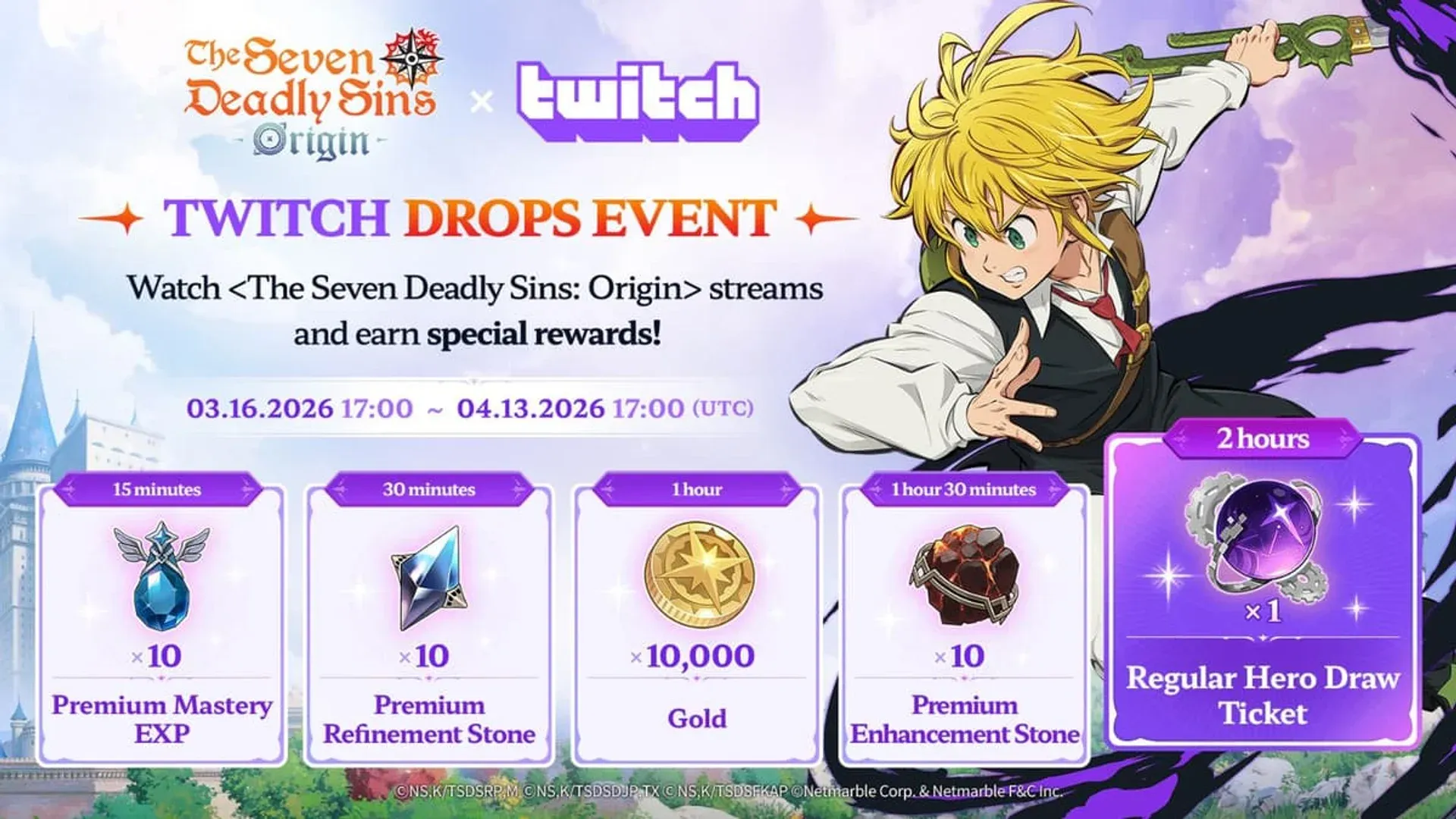 Seven Deadly Sins: Origin Twitch Drops Are Live With Free Rewards