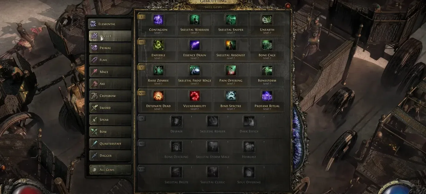 Kalguuran gem selection screen