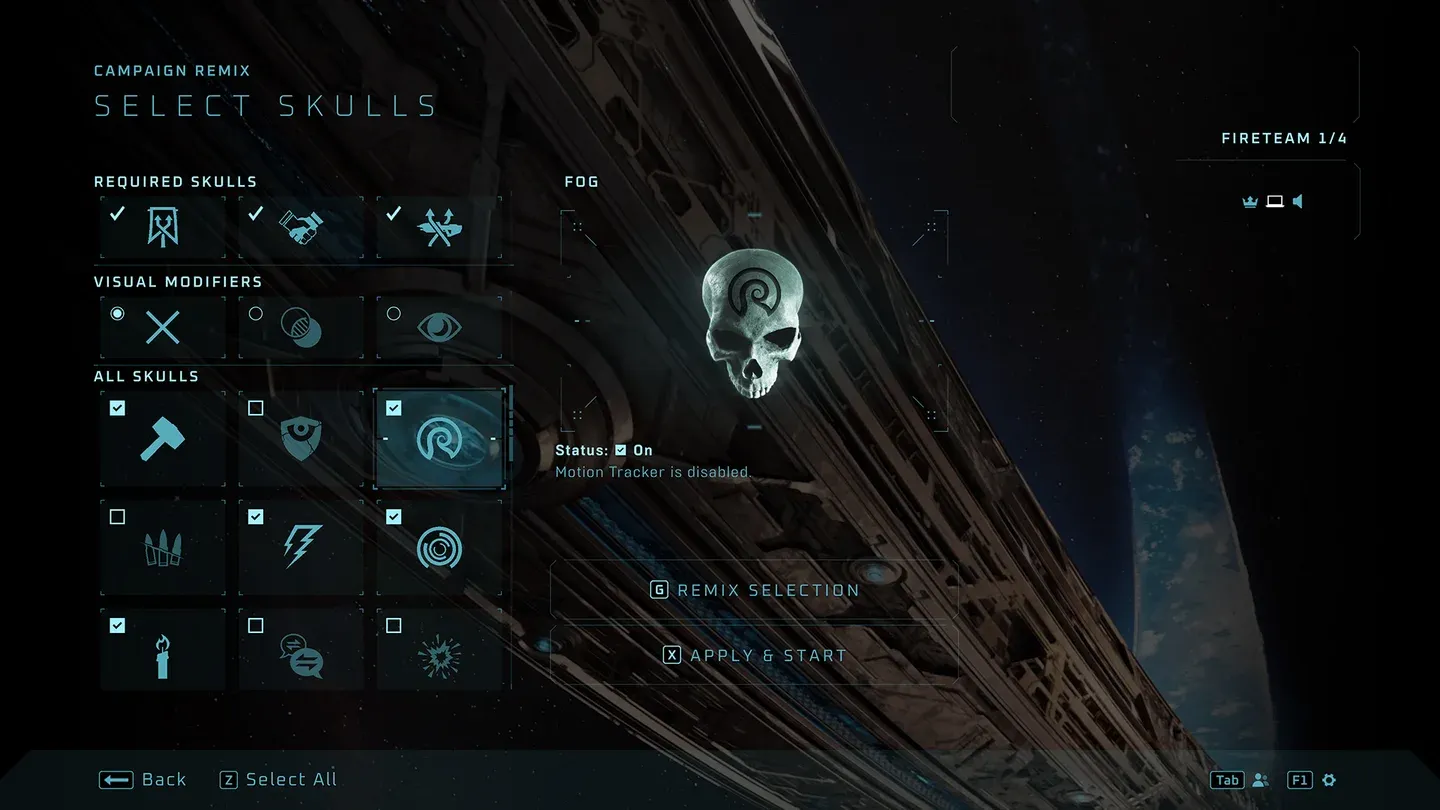 Full Skulls selection screen