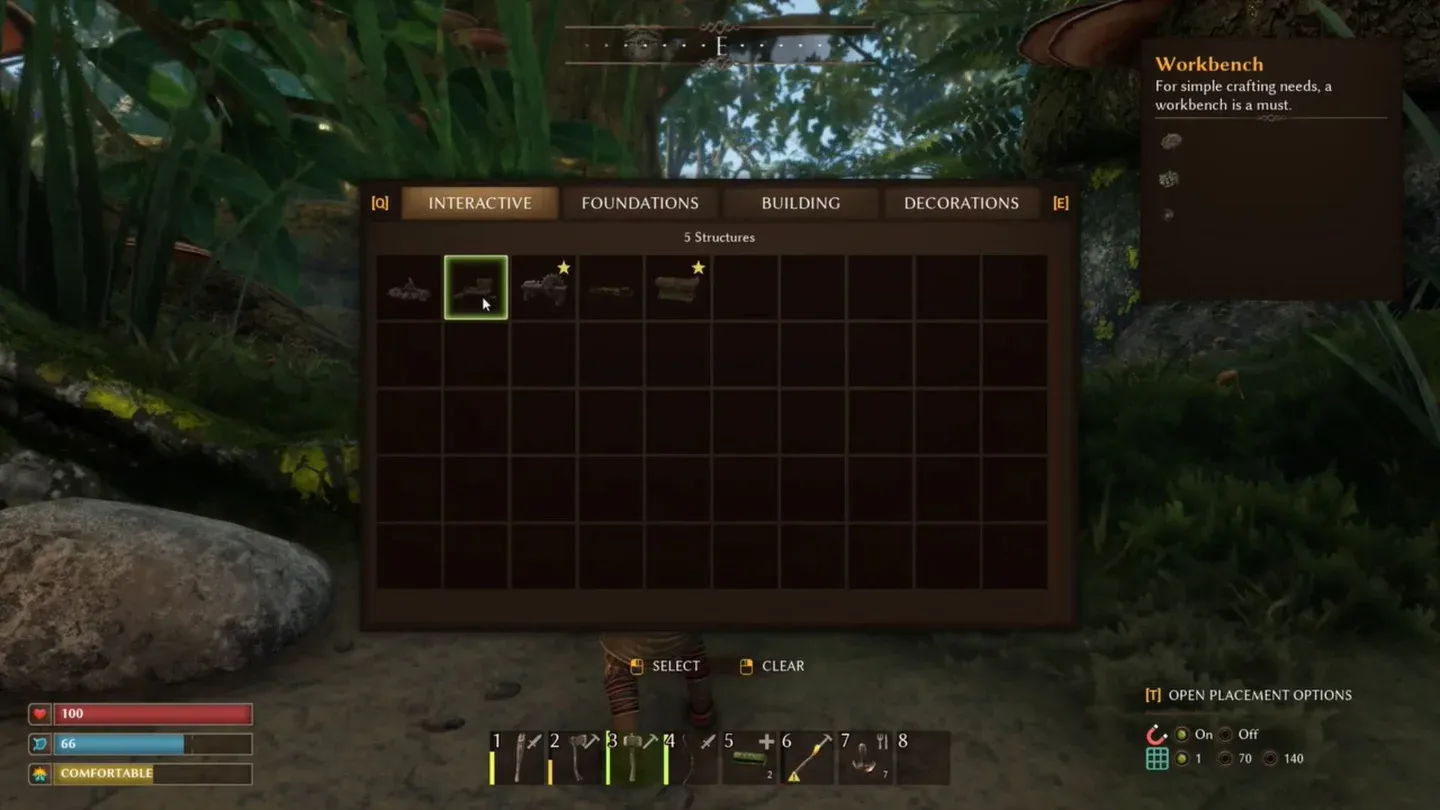 Crafting bench recipe overview
