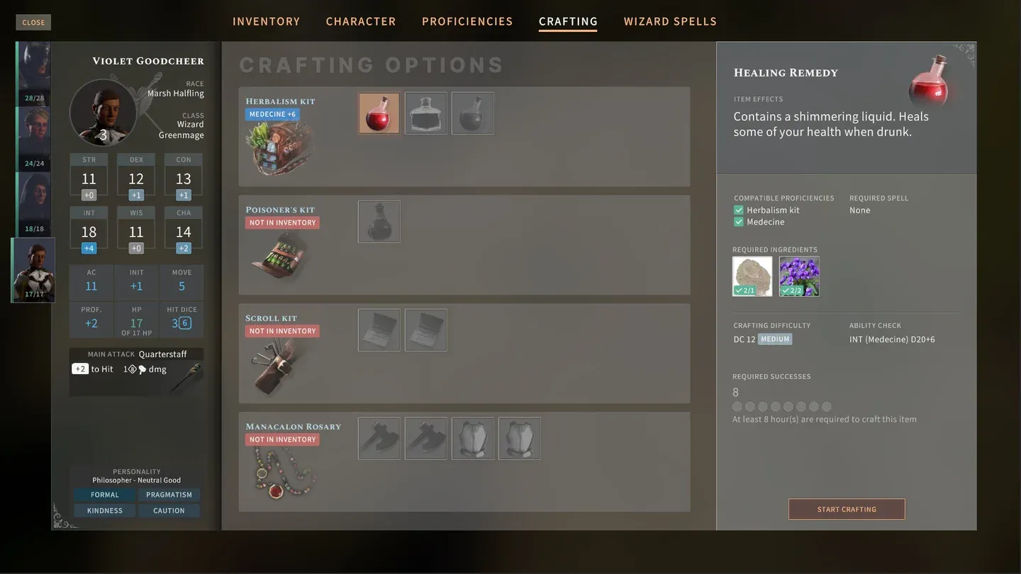 Solasta II crafting basics