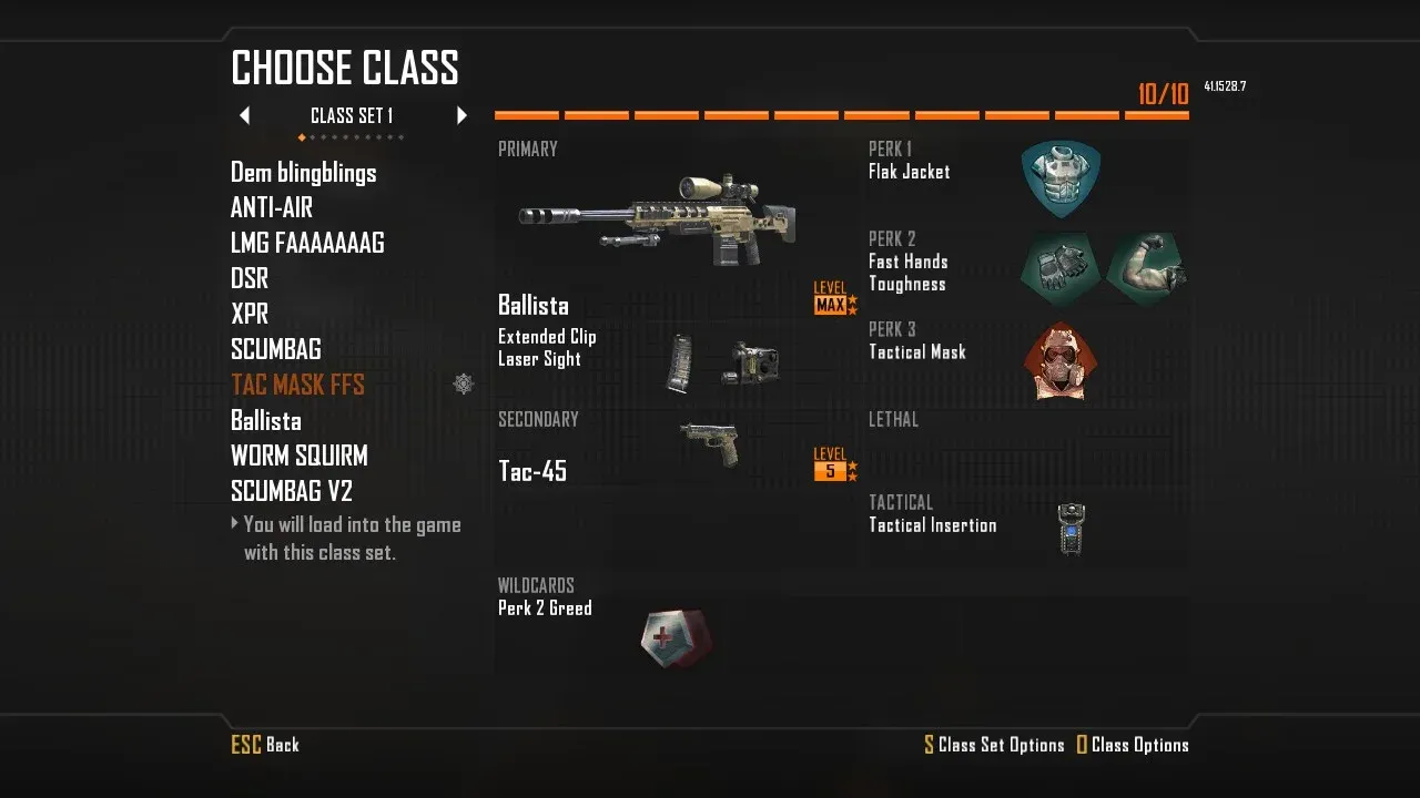 Ballista attachment setup screen