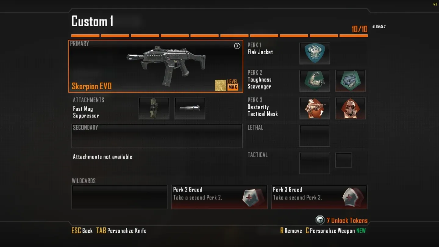 MSMC class setup screen