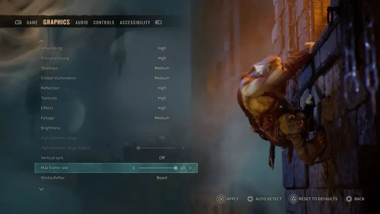 Post Processing settings menu